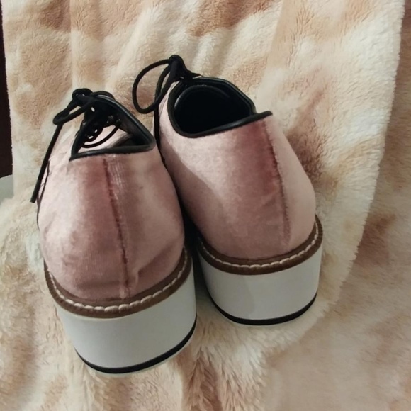 Shelly London Pink Velvet Fountain Platform Oxford - Picture 5 of 6